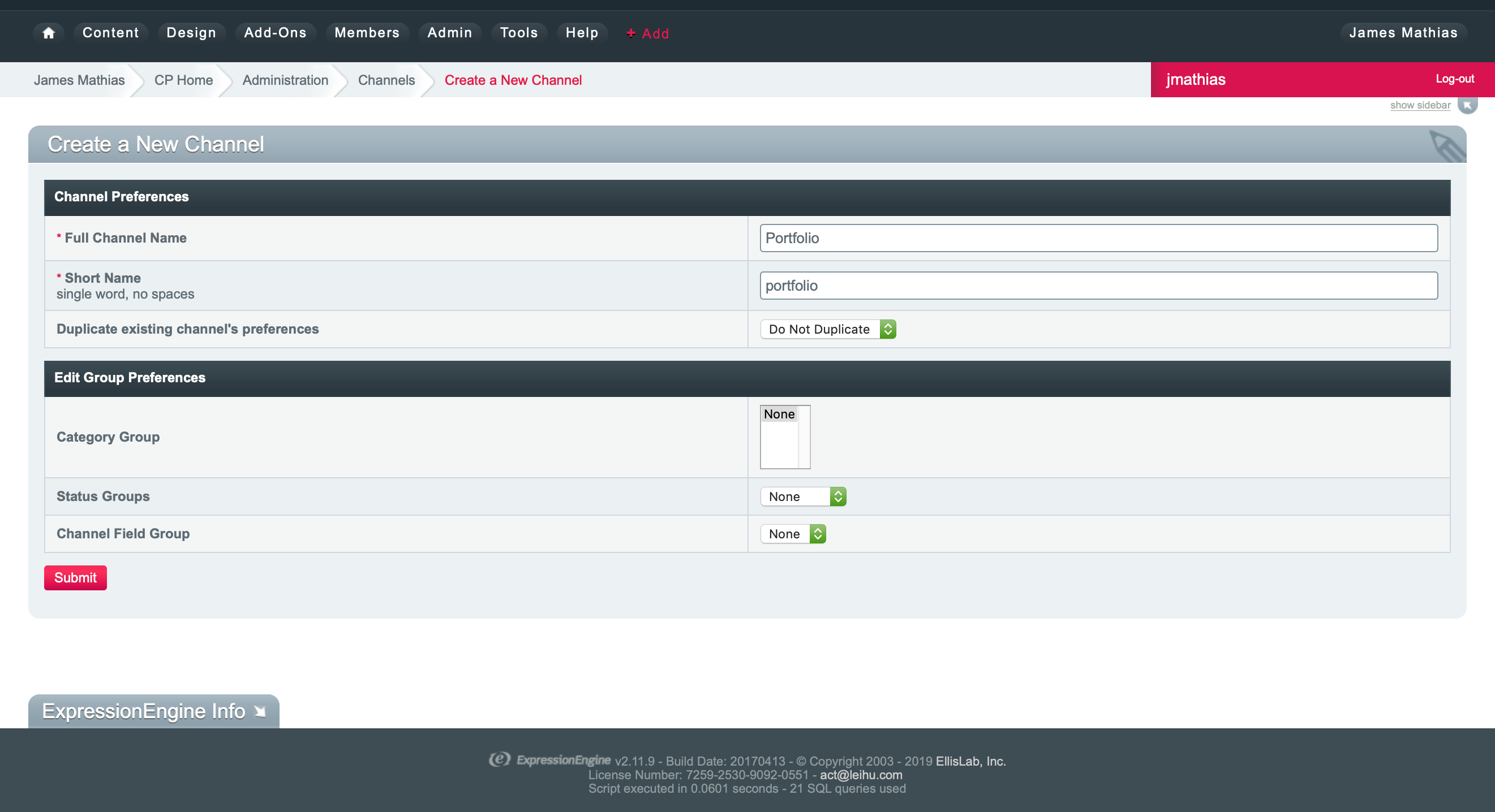 screenshot of version 2&rsquo;s Channel Management