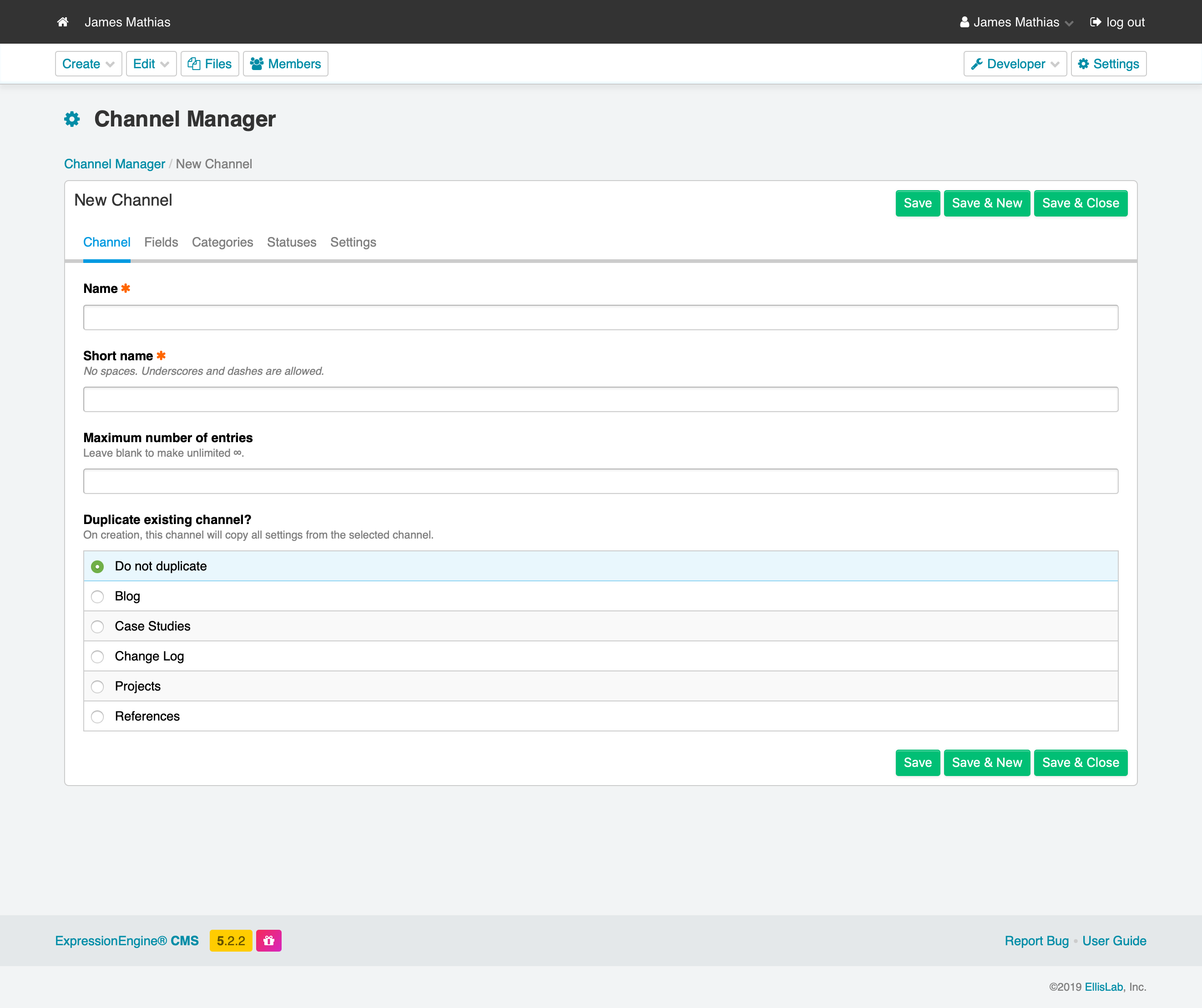 screenshot of the new version of Channel Management